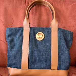 Michael Kors Fulton Canvas Indigo Tote Shoulder Bag